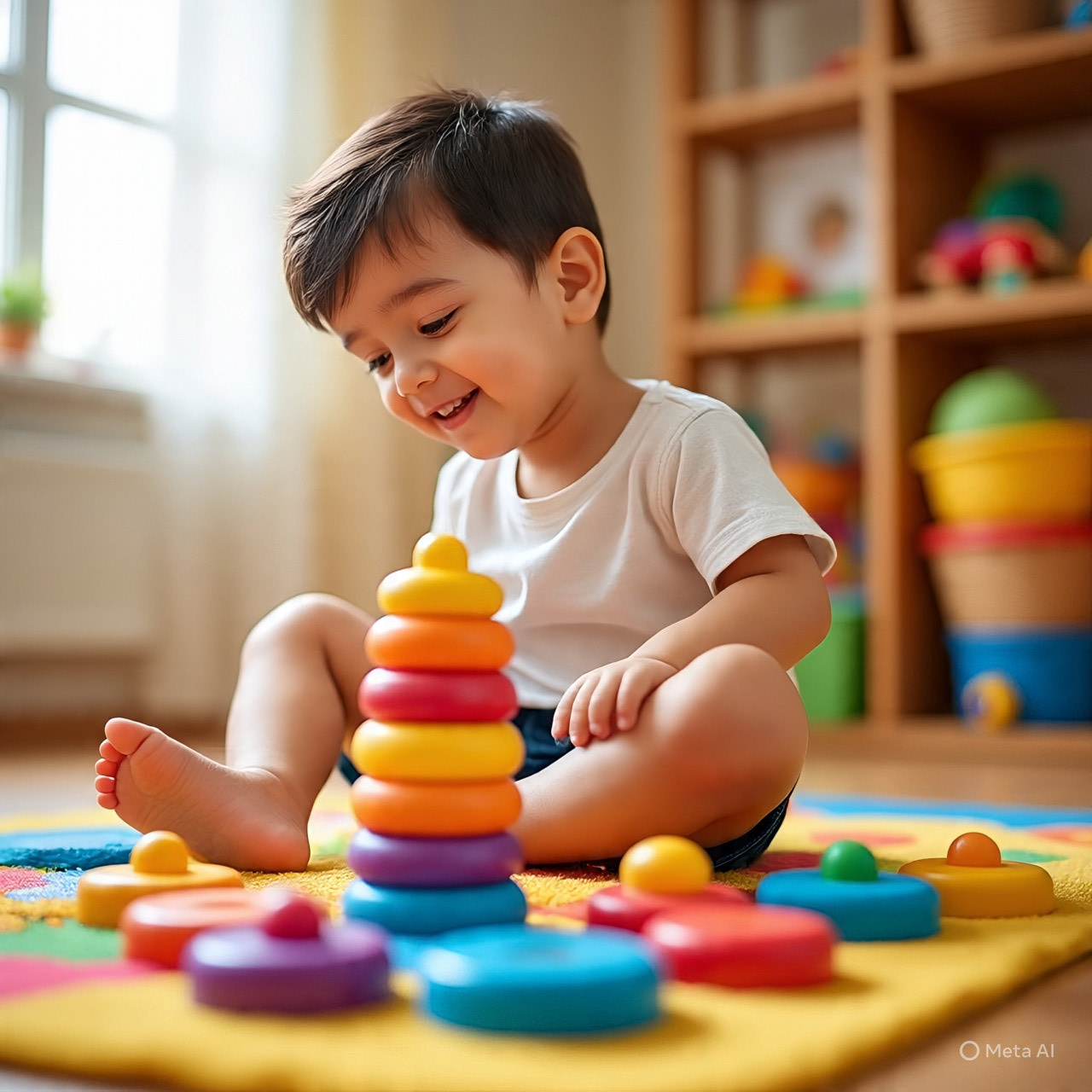 Colorful blocks representing child development